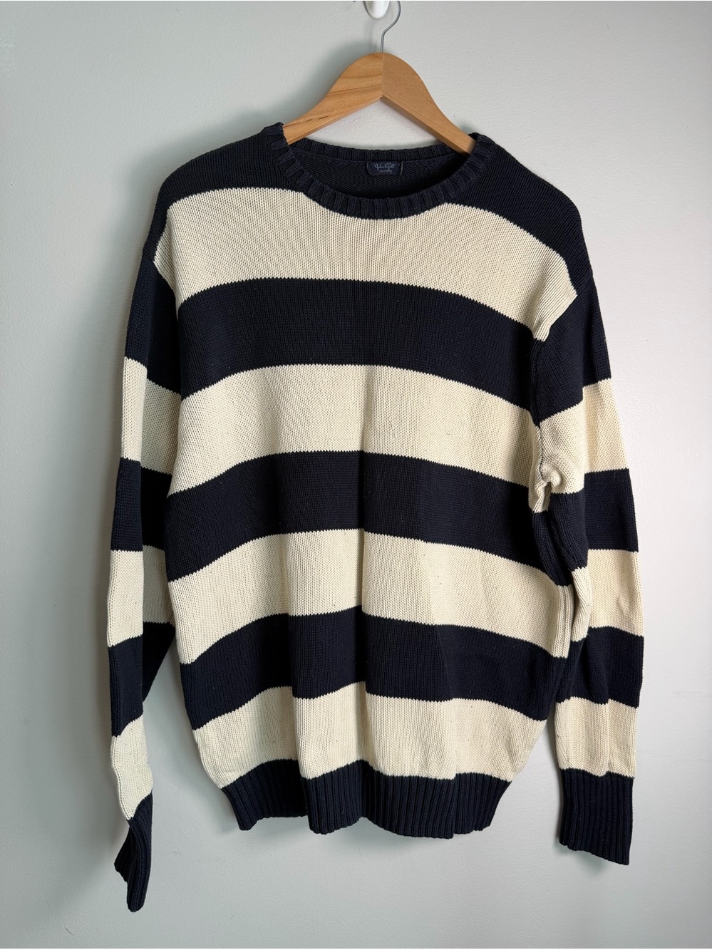 John Galt / Brandy Melville Navy & White Striped Brianna Thick Knit Sweater